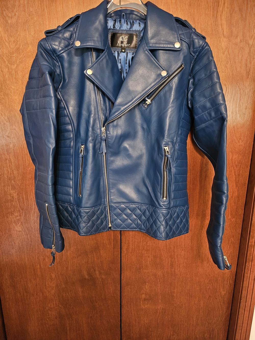 QC Leather- Quilted Biker/ Moto Jacket - Size M - Picture 9 of 12